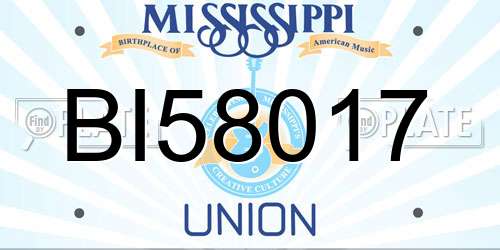 BI58017 Mississippi License Plate