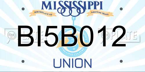 BI5B012 Mississippi License Plate