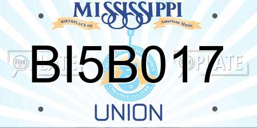 BI5B017 Mississippi License Plate
