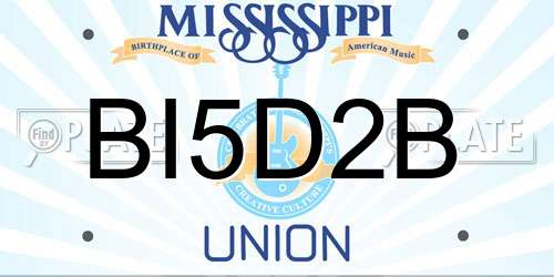 BI5D2B Mississippi License Plate