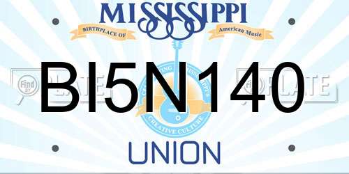BI5N140 Mississippi License Plate