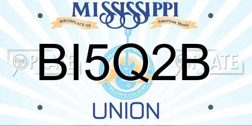 BI5Q2B Mississippi License Plate