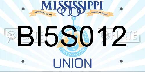 BI5S012 Mississippi License Plate