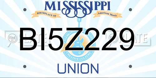 BI5Z229 Mississippi License Plate
