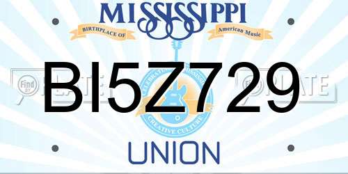 BI5Z729 Mississippi License Plate