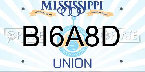BI6A8D Mississippi License Plate