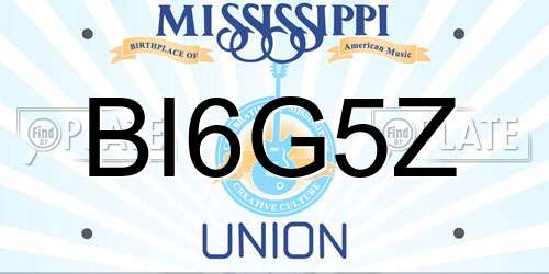 BI6G5Z Mississippi License Plate