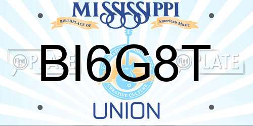 BI6G8T Mississippi License Plate
