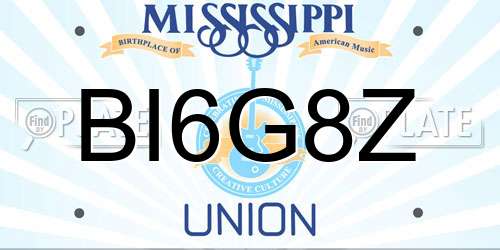 BI6G8Z Mississippi License Plate