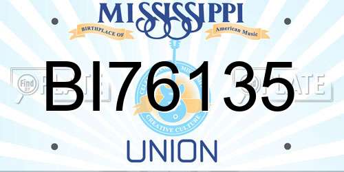BI76135 Mississippi License Plate