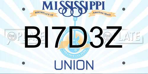 BI7D3Z Mississippi License Plate