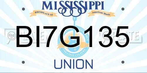 BI7G135 Mississippi License Plate