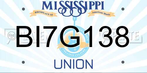 BI7G138 Mississippi License Plate