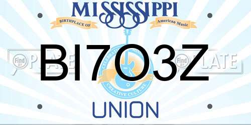 BI7O3Z Mississippi License Plate