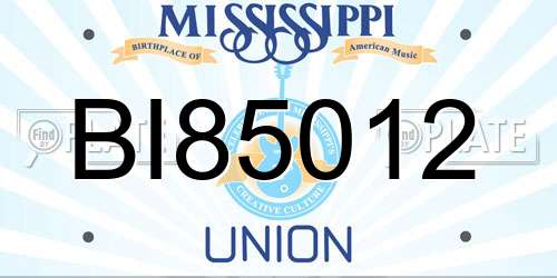 BI85012 Mississippi License Plate
