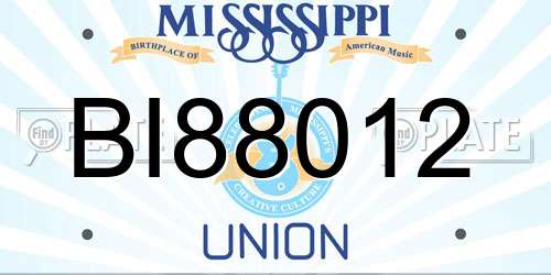 BI88012 Mississippi License Plate