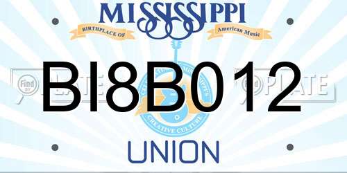 BI8B012 Mississippi License Plate