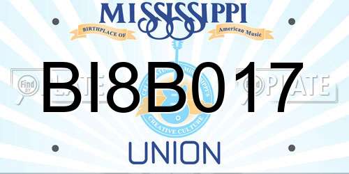 BI8B017 Mississippi License Plate
