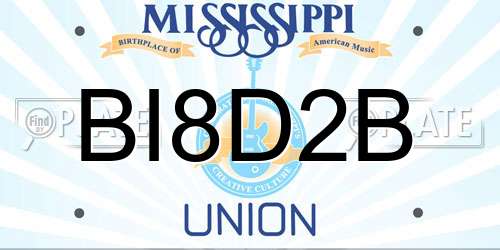 BI8D2B Mississippi License Plate