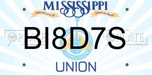 BI8D7S Mississippi License Plate