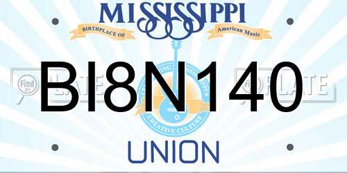BI8N140 Mississippi License Plate