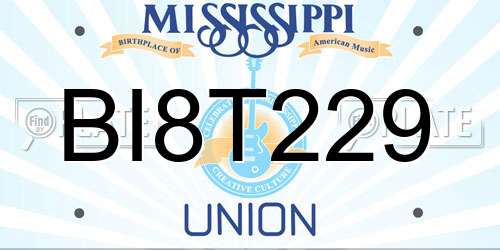 BI8T229 Mississippi License Plate
