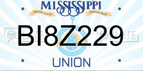BI8Z229 Mississippi License Plate