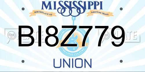BI8Z779 Mississippi License Plate