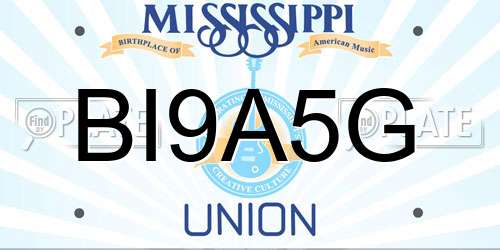 BI9A5G Mississippi License Plate