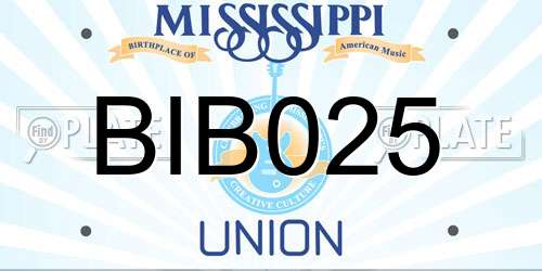 BIB025 Mississippi License Plate