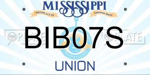 BIB07S Mississippi License Plate