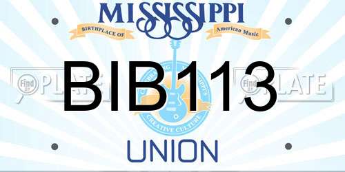 BIB113 Mississippi License Plate