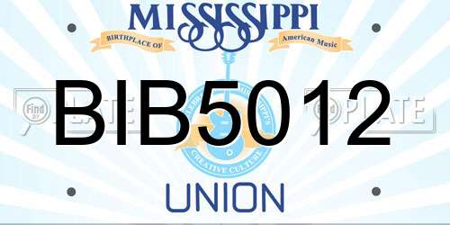 BIB5012 Mississippi License Plate