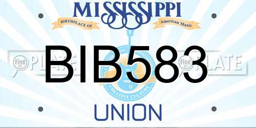 BIB583 Mississippi License Plate