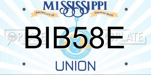 BIB58E Mississippi License Plate