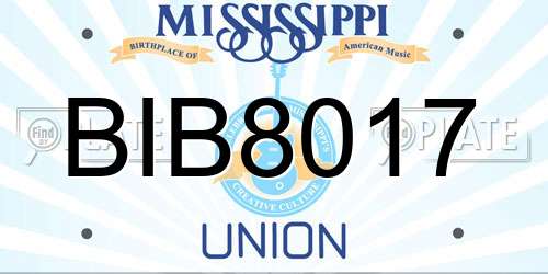 BIB8017 Mississippi License Plate