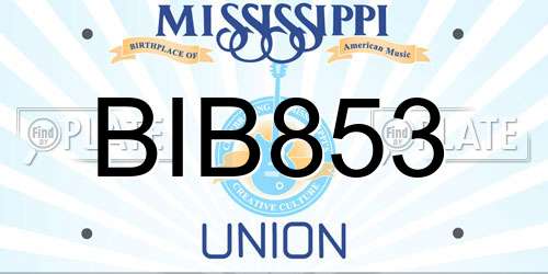 BIB853 Mississippi License Plate