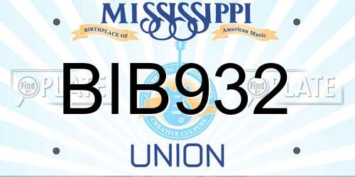 BIB932 Mississippi License Plate