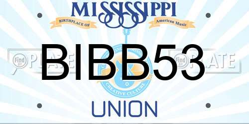 BIBB53 Mississippi License Plate
