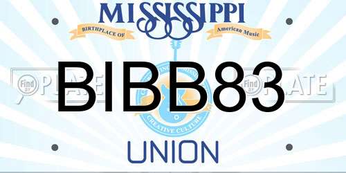BIBB83 Mississippi License Plate