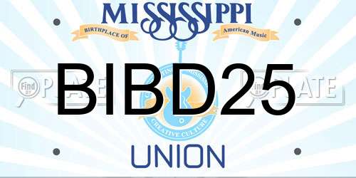 BIBD25 Mississippi License Plate
