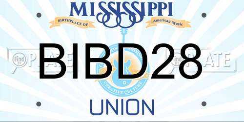 BIBD28 Mississippi License Plate