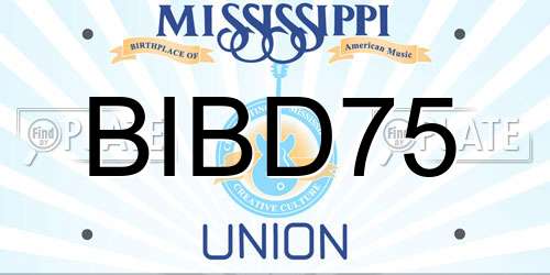 BIBD75 Mississippi License Plate