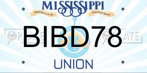 BIBD78 Mississippi License Plate