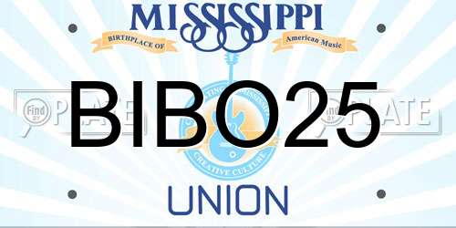 BIBO25 Mississippi License Plate