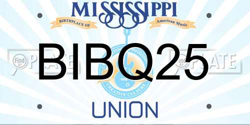 BIBQ25 Mississippi License Plate