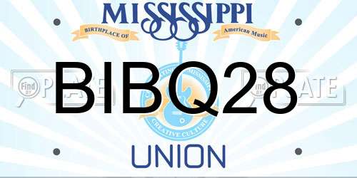 BIBQ28 Mississippi License Plate