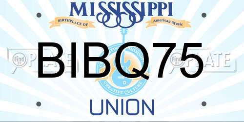 BIBQ75 Mississippi License Plate