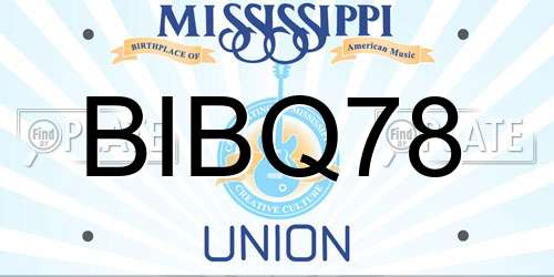 BIBQ78 Mississippi License Plate