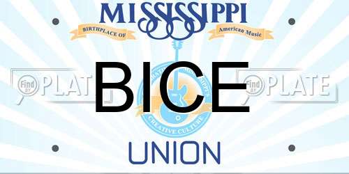 BICE Mississippi License Plate
